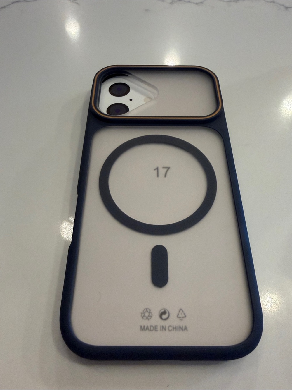 iPhone17 - Clear Matte MagSafe- Case - Navy/White
